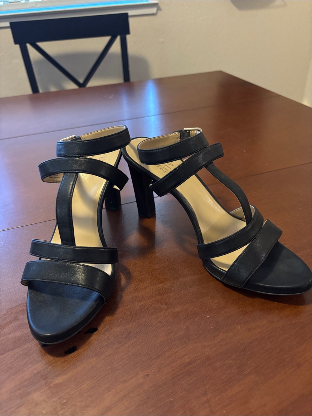 Naturalizer Black Gretta Ankle Strap Sandal Heel